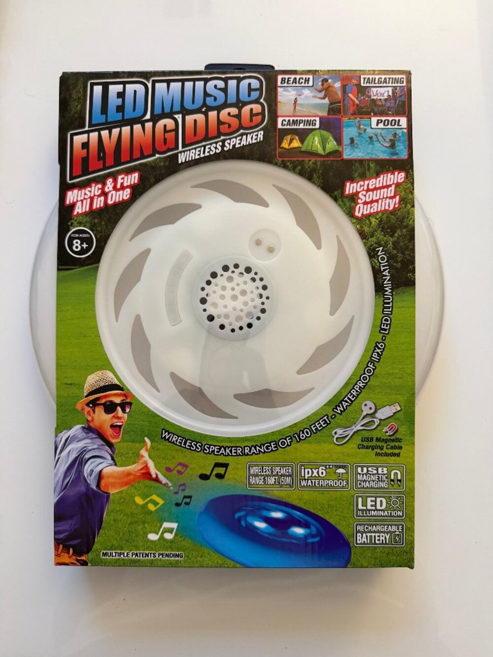 Blazing LEDz LED Music Flying Disc Wireless Speaker Bluetooth White